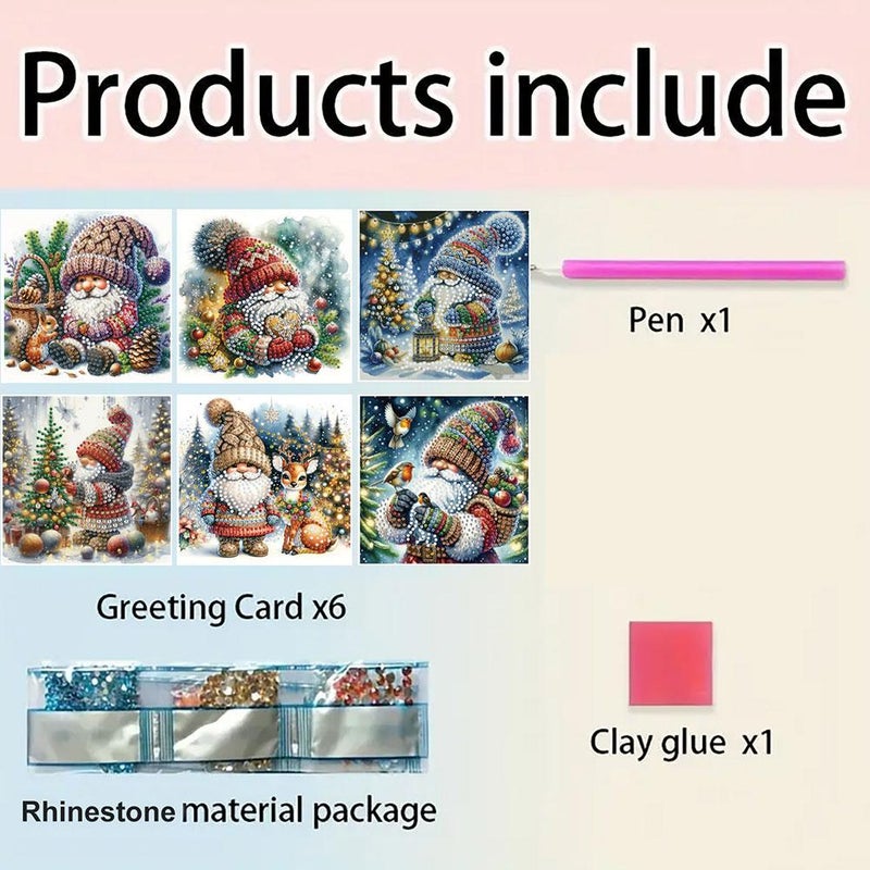 6 Pcs Diamond Art Christmas Greeting Card Set - Handmade DIY Creative Gift for Family & Friends, Relaxing Craft Kit  (Snowman) - Image 4